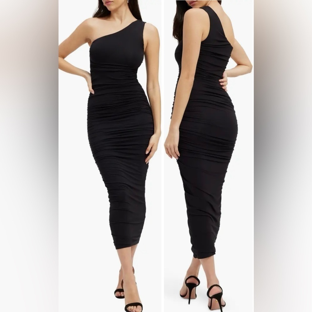 Good American One shoulder midi dress in Black sz 1 small